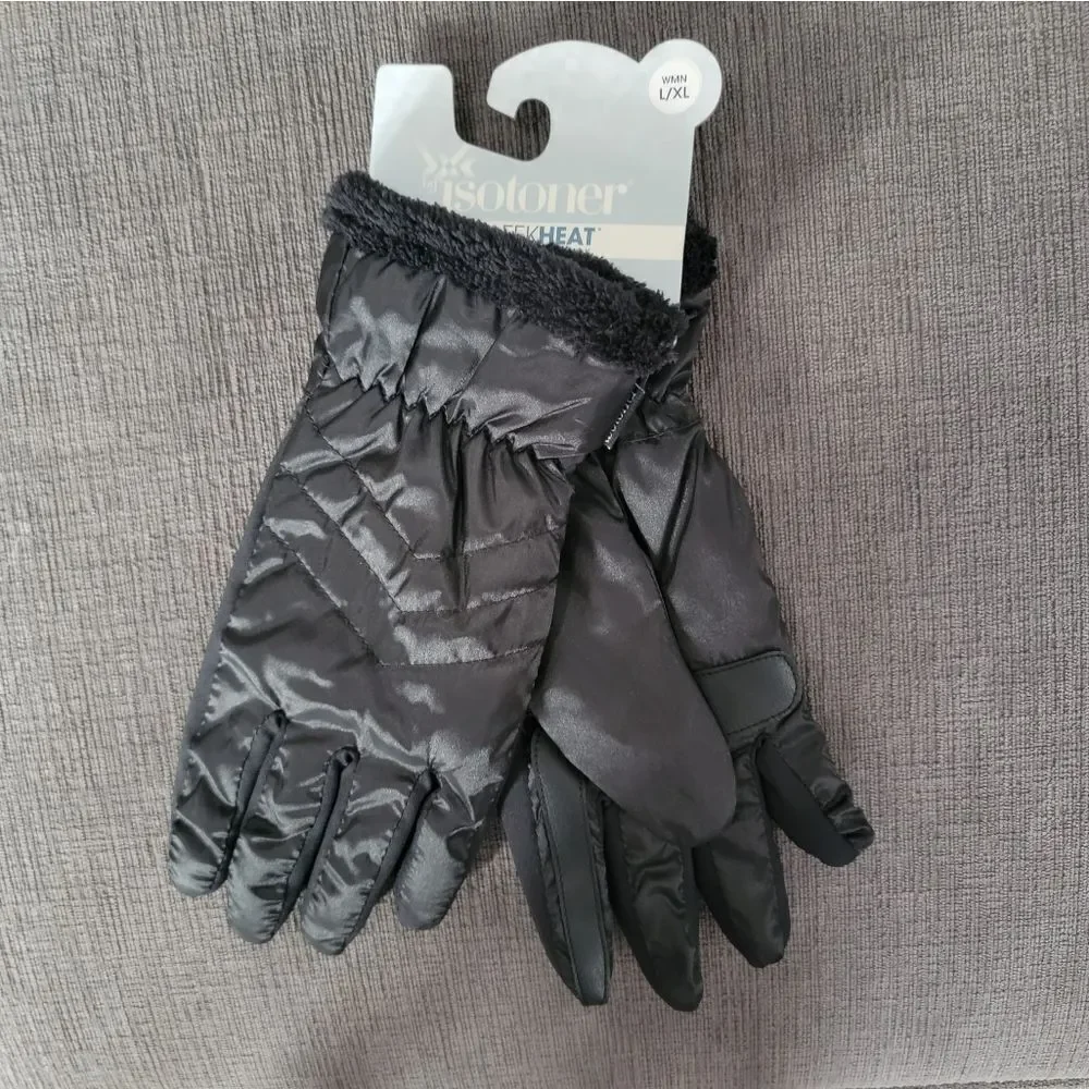 Isotoner SleekHeat Quilted pattern Gloves smarTouch® technology plush li… - Picture 4 of 12